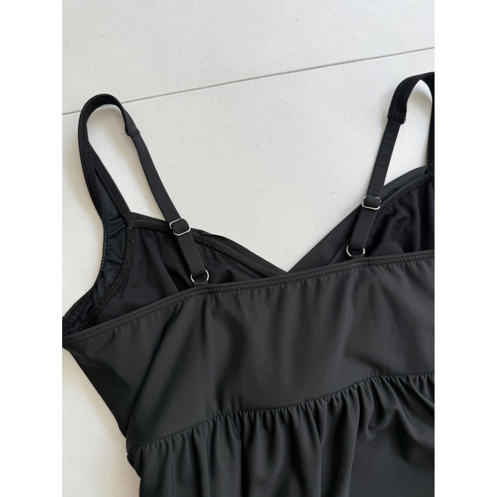 Miraclesuit Womens Black Marais One Piece Swimdress Ruched Swimsuit Size 14 - Picture 13 of 13